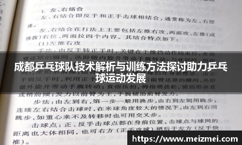 成都乒乓球队技术解析与训练方法探讨助力乒乓球运动发展